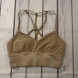 ALO Yoga Strappy Sports Bra in Heathered Tan